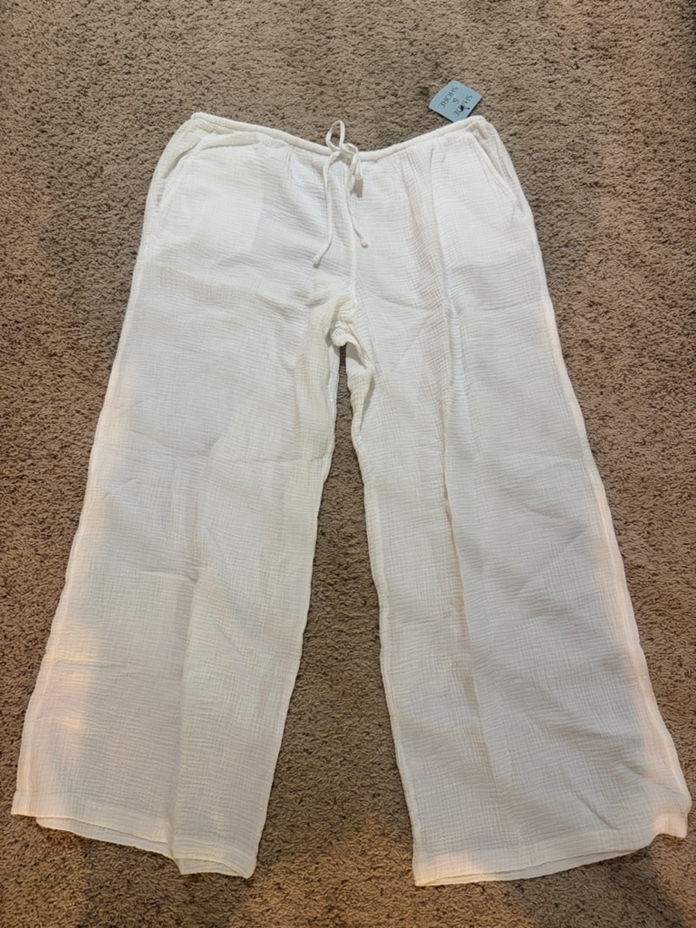 Shade & Shore White Straight-Leg Drawstring Pants